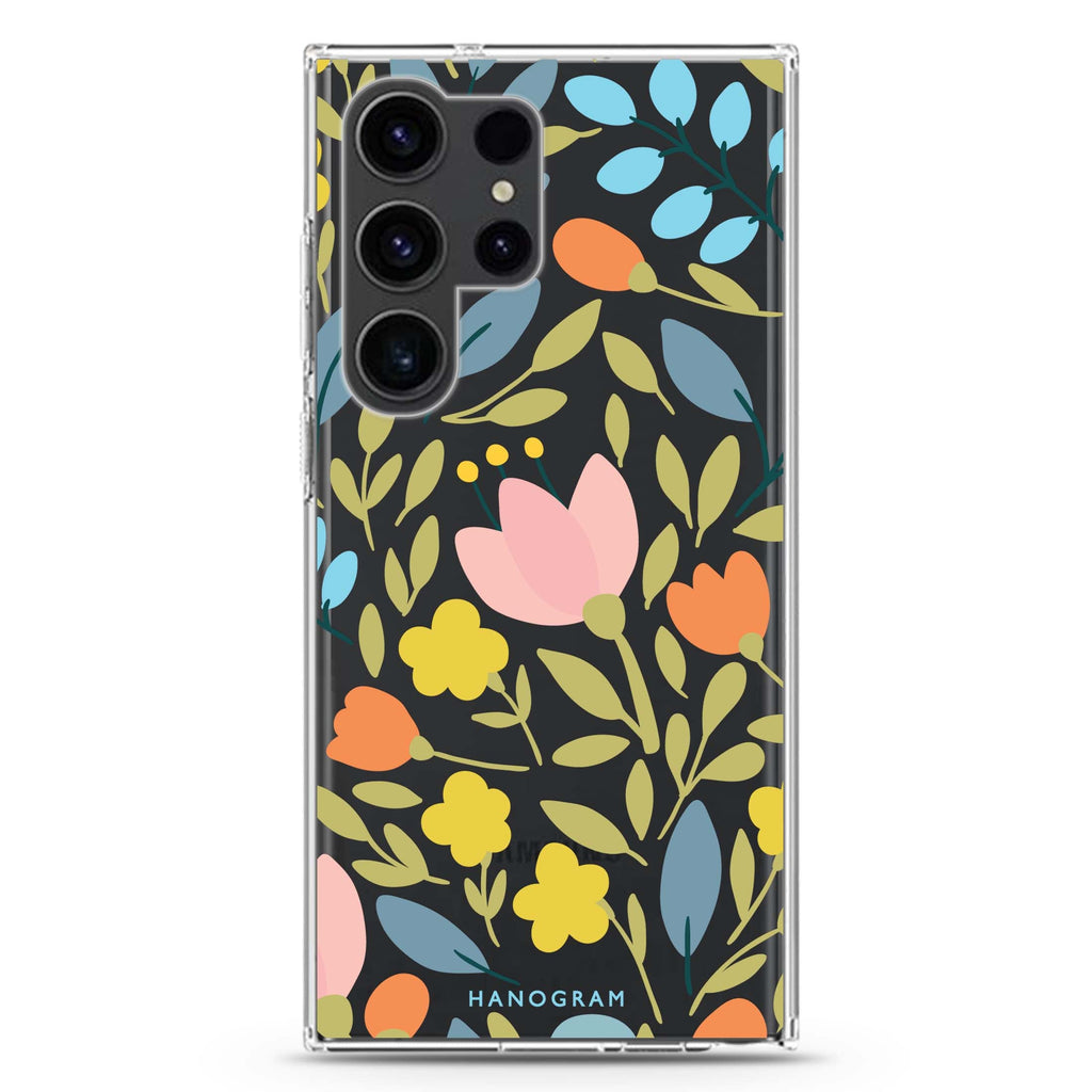 Floral Samsung Galaxy Ultra 透明保護殼，適用 S26/S25/S24/S23 Ultra，圖1