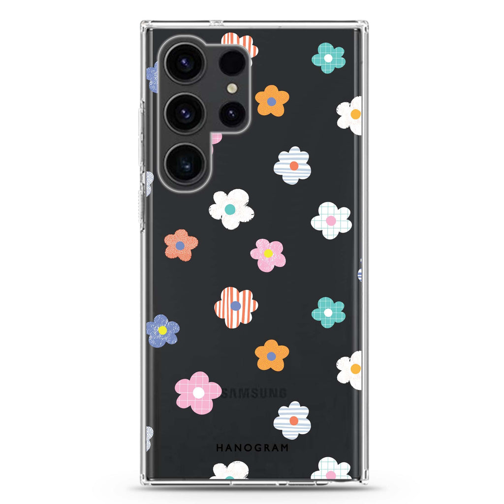 Floral Pattern Samsung Galaxy Ultra 透明保護殼，適用 S26/S25/S24/S23 Ultra，圖1