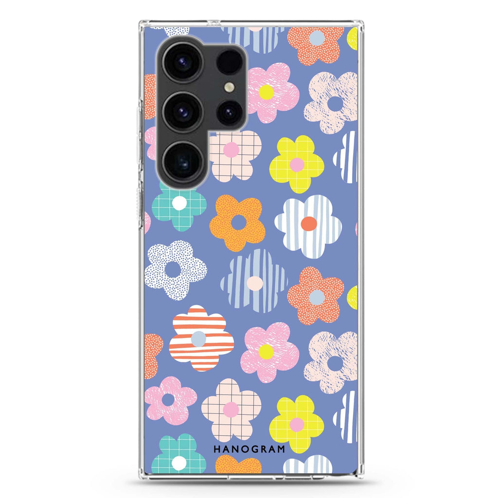 Floral Pattern Samsung Galaxy Ultra 透明保護殼，適用 S26/S25/S24/S23 Ultra，圖1