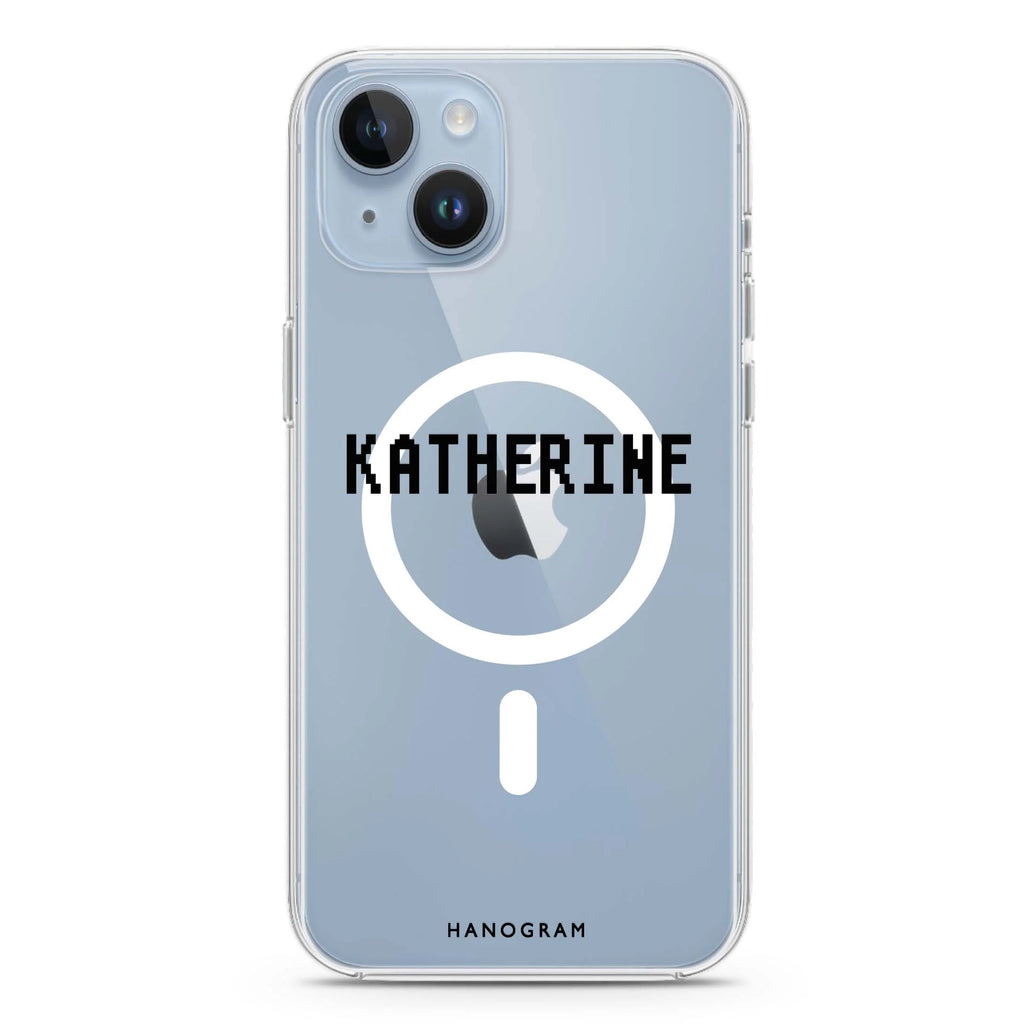 Pixel Custom Name iPhone 14 Plus Magsafe 兼容水晶透明保護殼