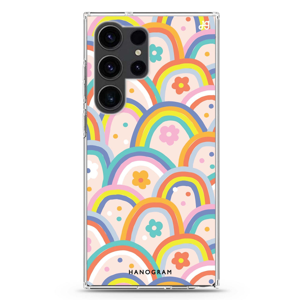 Colourful Rainbow Floral Samsung Galaxy Ultra 透明保護殼，適用 S26/S25/S24/S23 Ultra，圖1