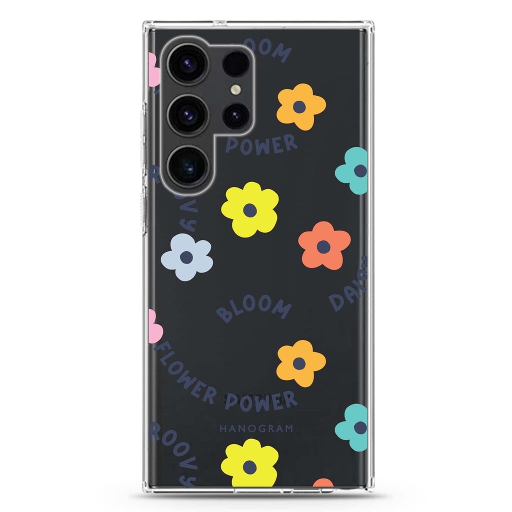 Flower Power Samsung Galaxy Ultra 透明保護殼，適用 S26/S25/S24/S23 Ultra，圖1