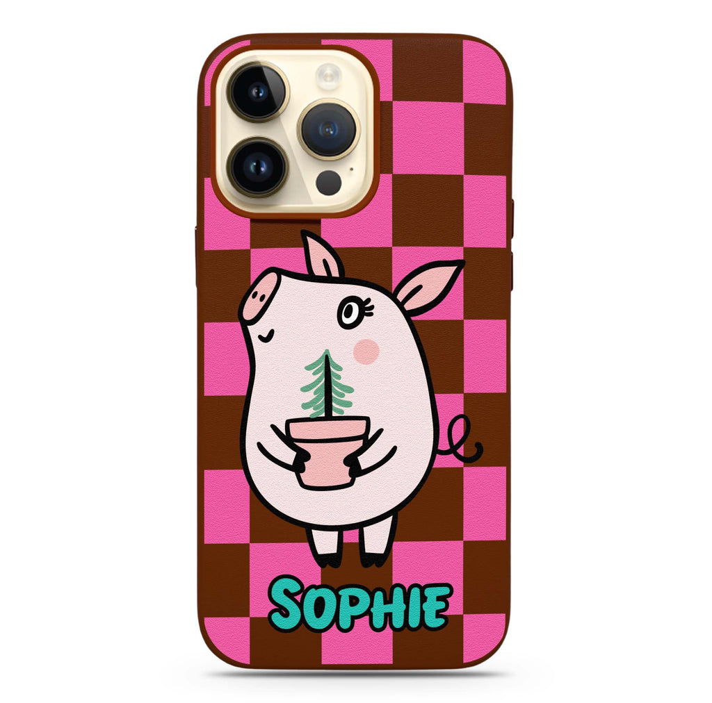 Pink Pig Magsafe 兼容皮革保護殼