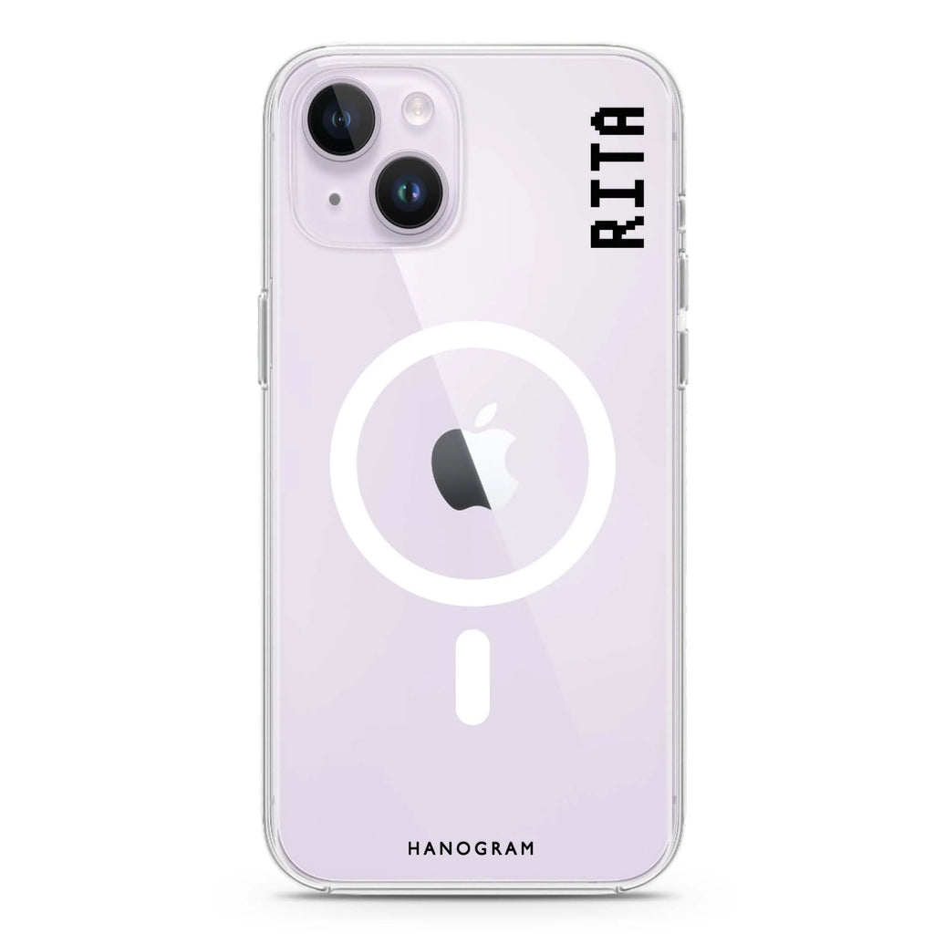 Pixel Custom Name II iPhone 14 Plus Magsafe 兼容水晶透明保護殼