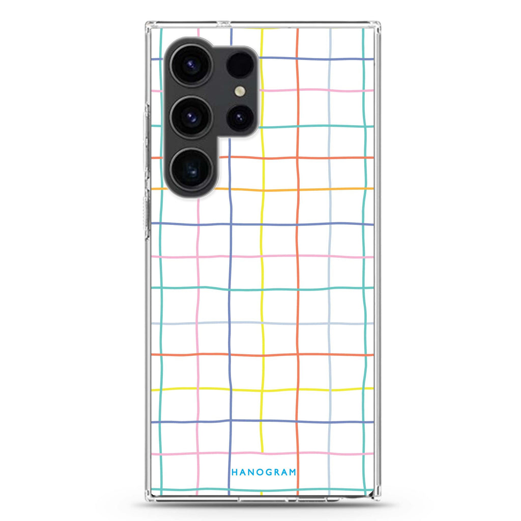 Colourful Checked Pattern Samsung Galaxy Ultra 透明保護殼，適用 S26/S25/S24/S23 Ultra，圖1