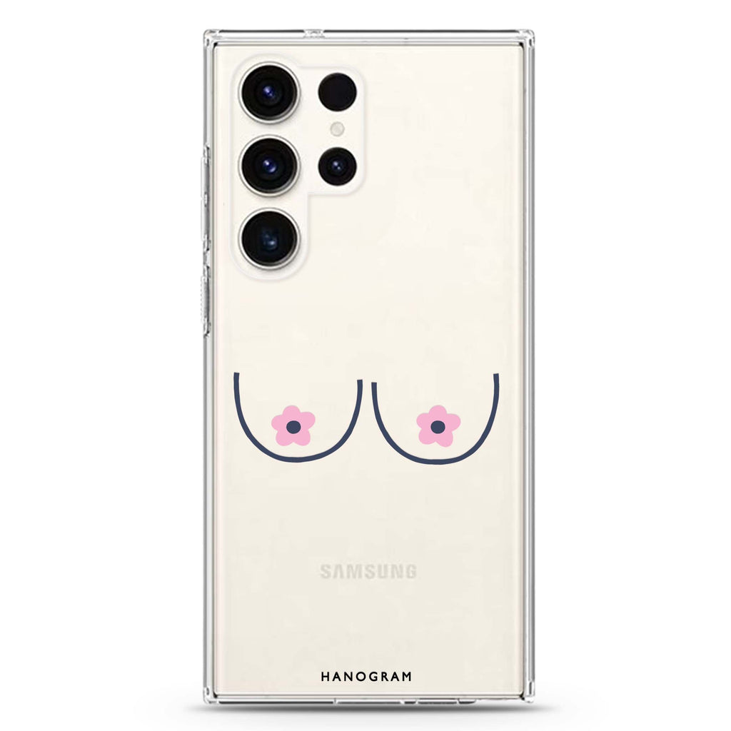 Floral Breast Samsung Galaxy Ultra 透明保護殼，適用 S26/S25/S24/S23 Ultra，圖1