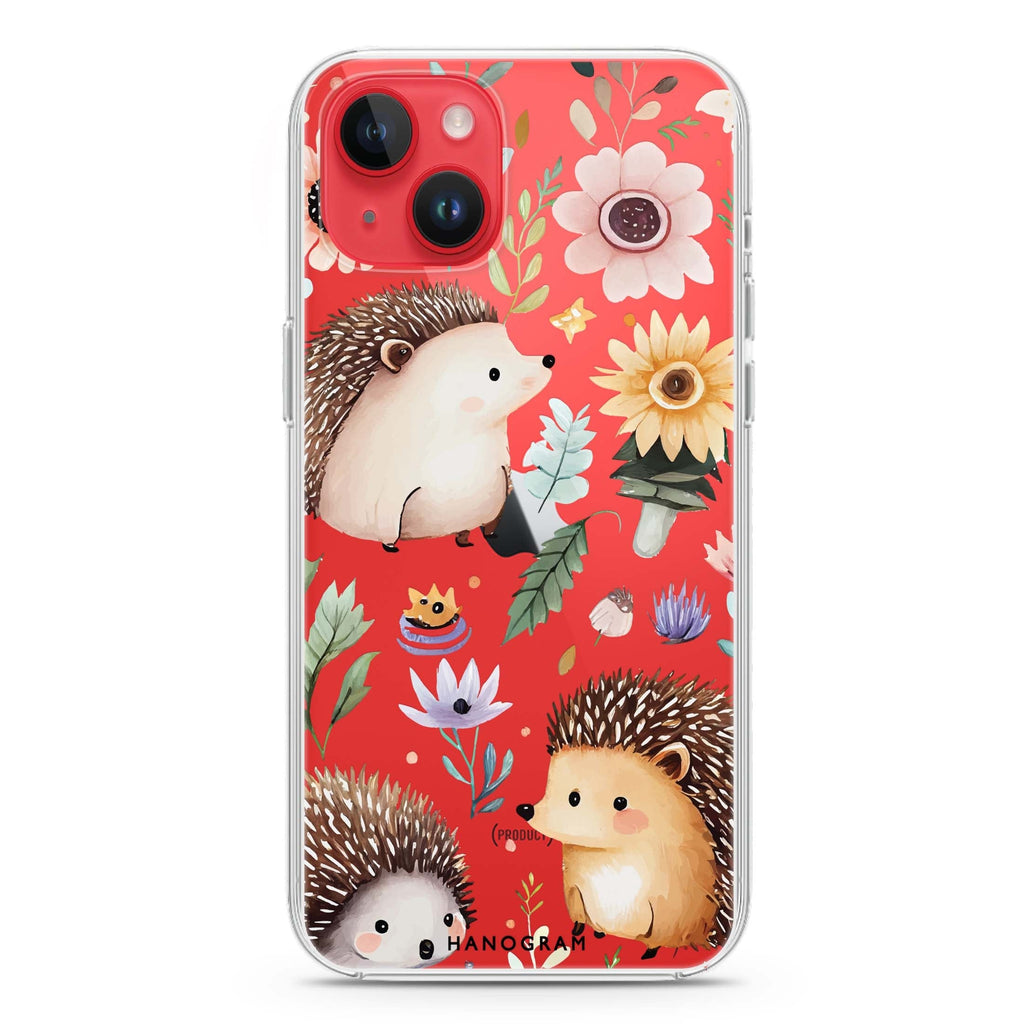Hedgehog & Floral iPhone 14 plus 水晶透明保護殼