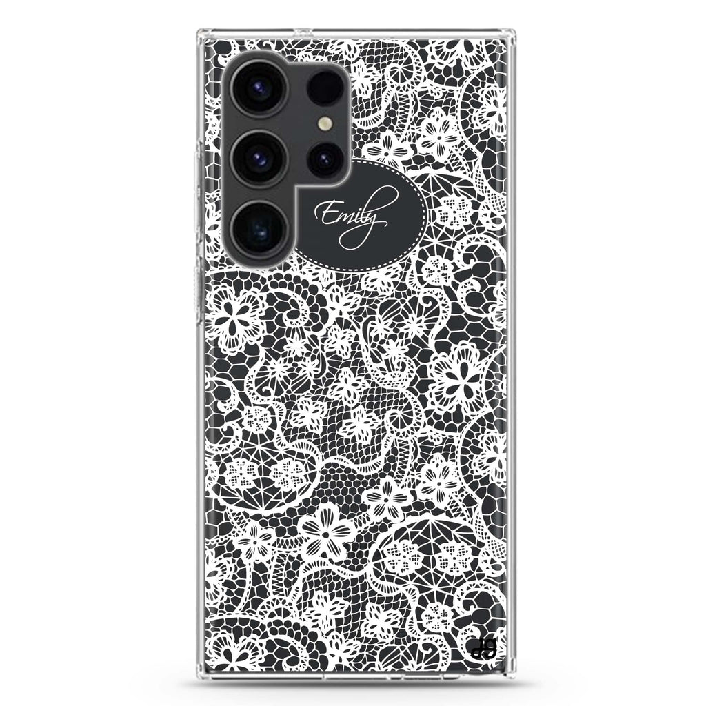 My Floral Lace Samsung Galaxy Ultra 可加名字透明保護殼，適用 S26/S25/S24/S23 Ultra，圖1