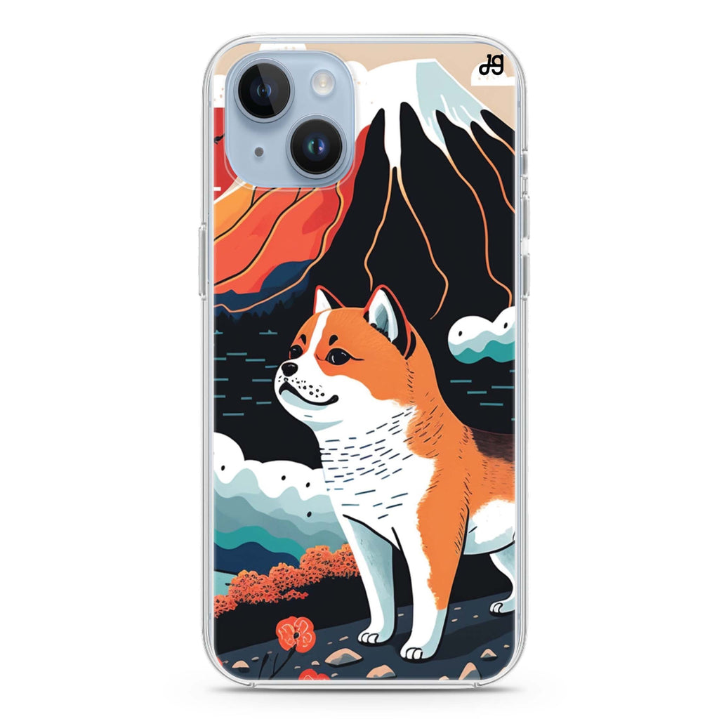 Shiba Inu with Fuji Mountain iPhone 14 Plus 水晶透明保護殼