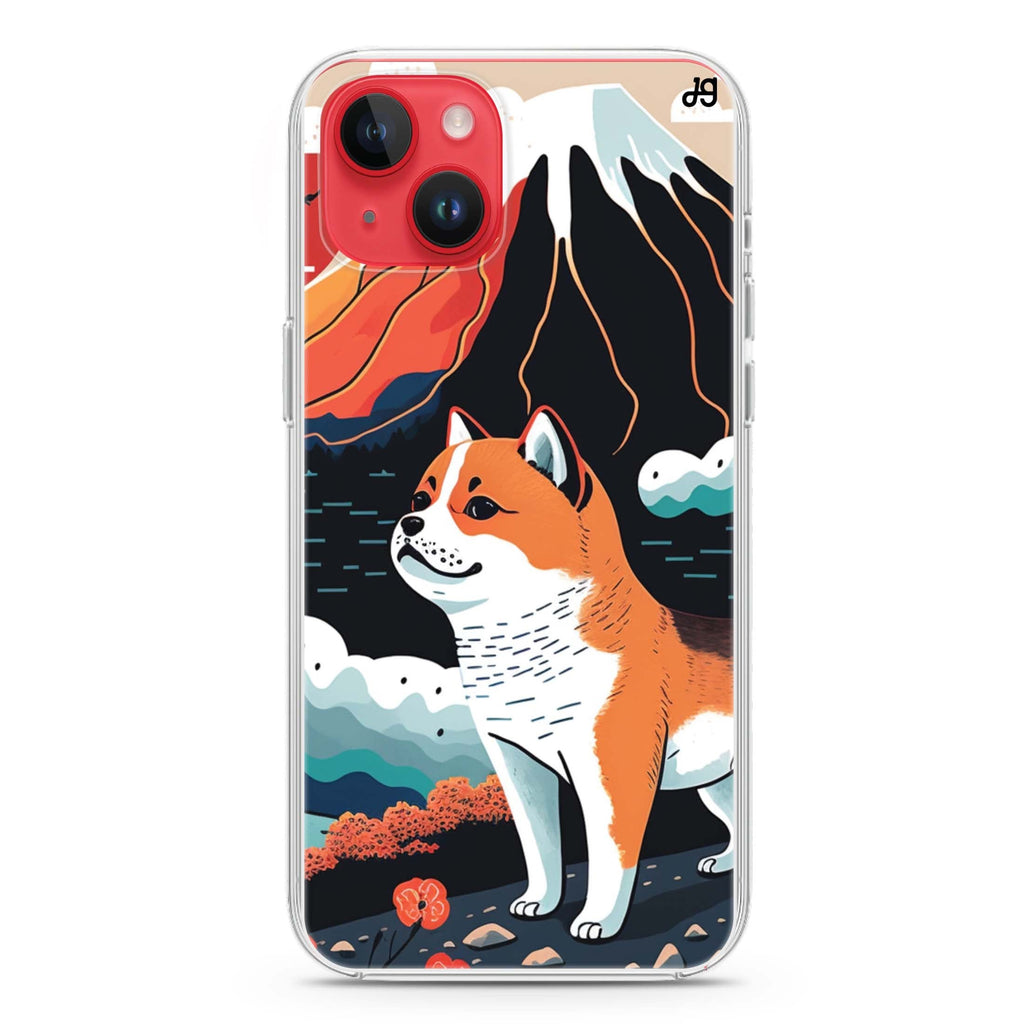 Shiba Inu with Fuji Mountain iPhone 14 Plus Magsafe 兼容水晶透明保護殼