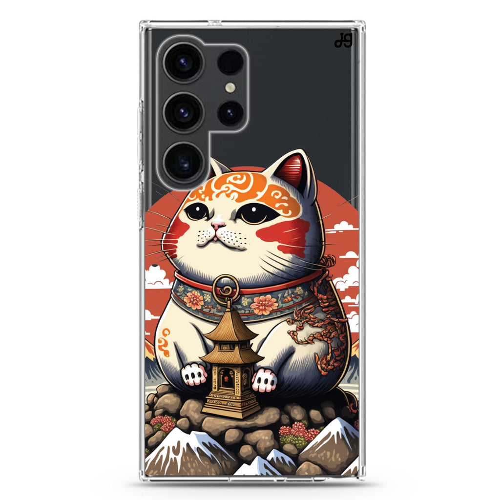 Cat with Fuji Mountain Samsung Galaxy Ultra 透明保護殼，適用 S26/S25/S24/S23 Ultra，圖1