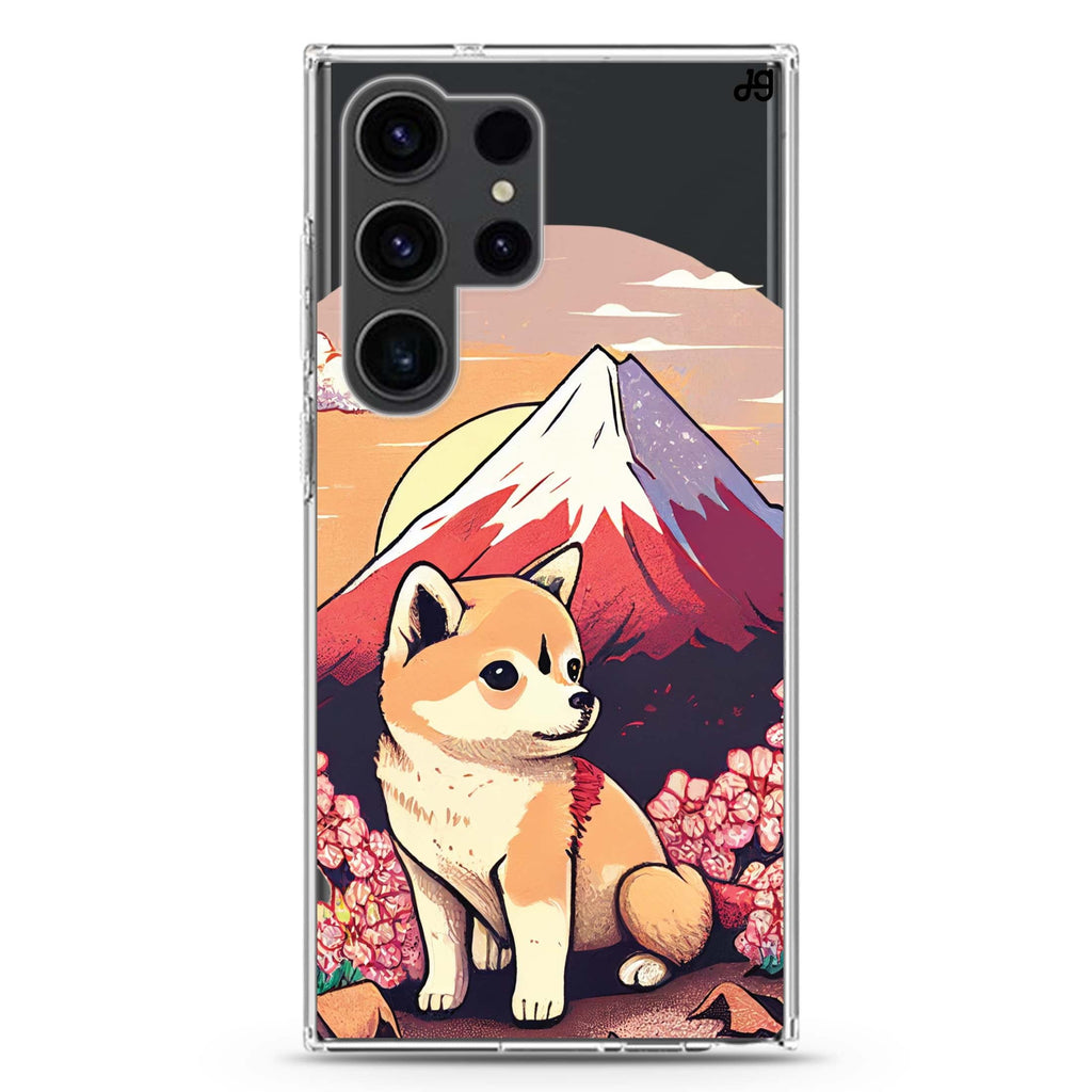 Shiba Inu & Fuji Mountain Samsung Galaxy Ultra 透明保護殼，適用 S26/S25/S24/S23 Ultra，圖1