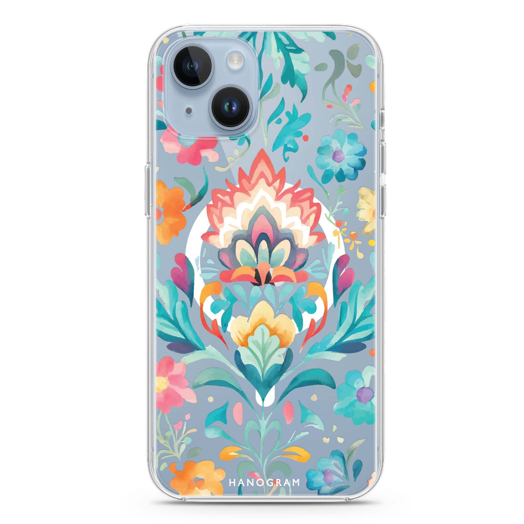 Watercolor Floral iPhone 14 Plus Magsafe 兼容水晶透明保護殼