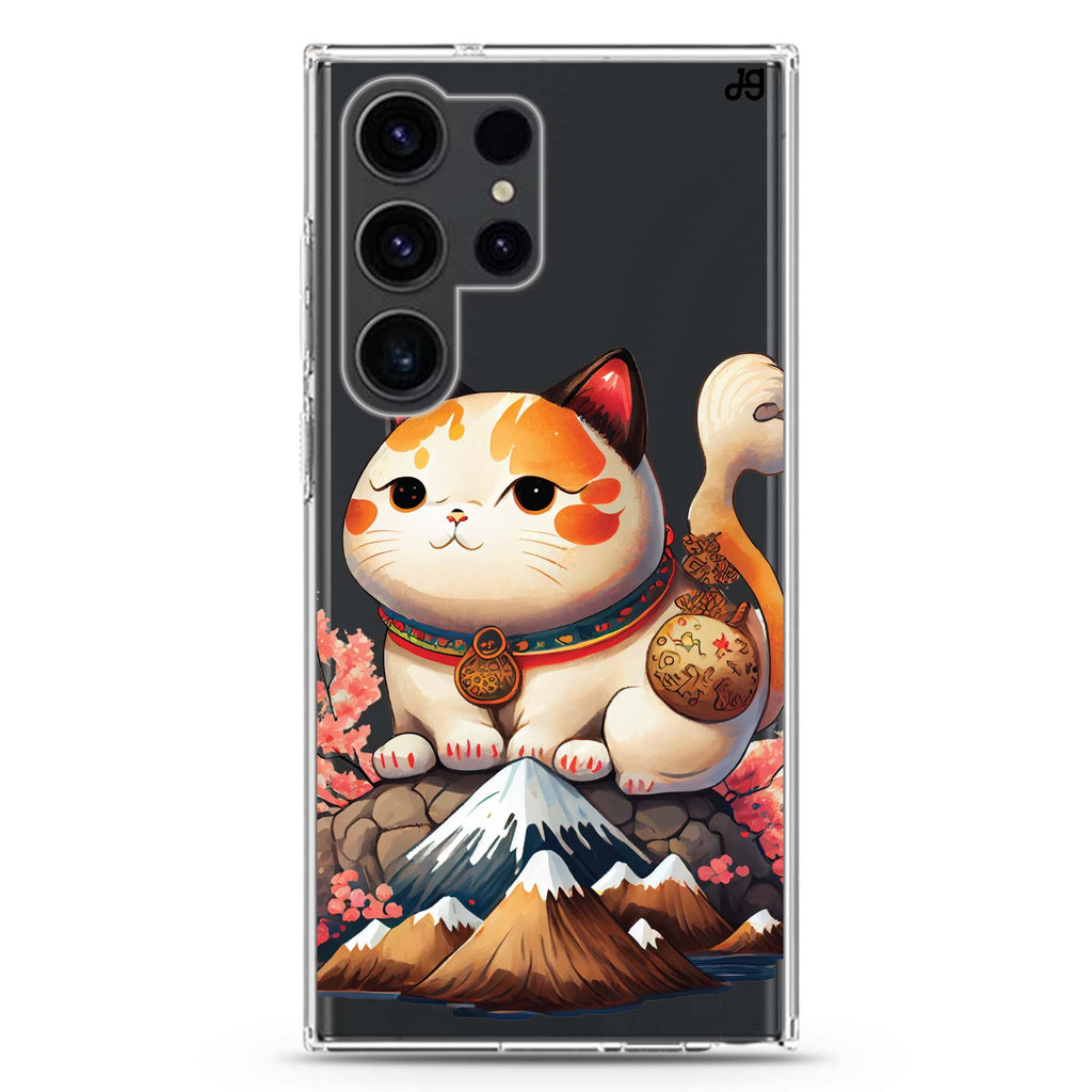 Kawaii Cat Samsung Galaxy Ultra 透明保護殼，適用 S26/S25/S24/S23 Ultra，圖1