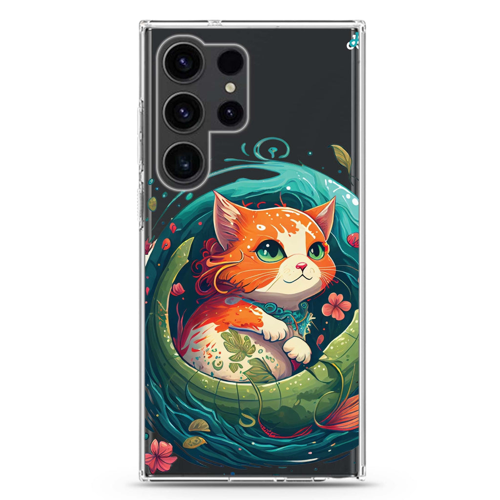 Mermaid Cat Samsung Galaxy Ultra 透明保護殼，適用 S26/S25/S24/S23 Ultra，圖1