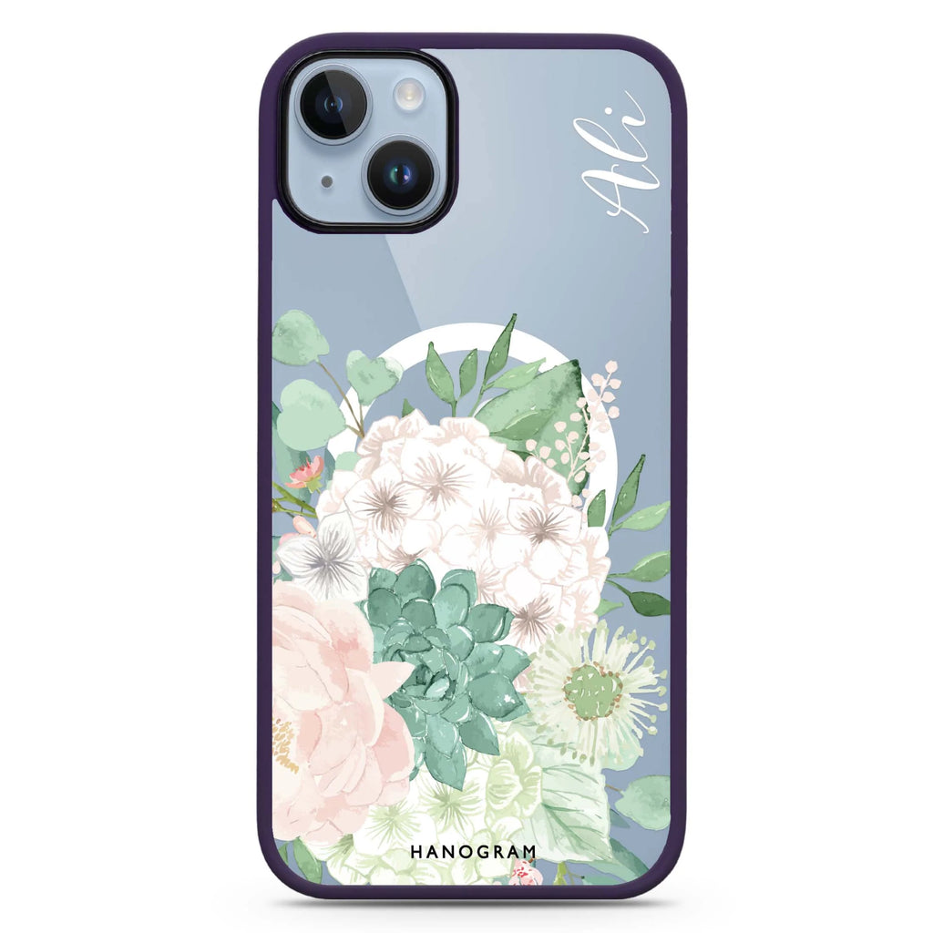 Vintage Flowers iPhone 14 Plus Magsafe 兼容防衝擊保護殼