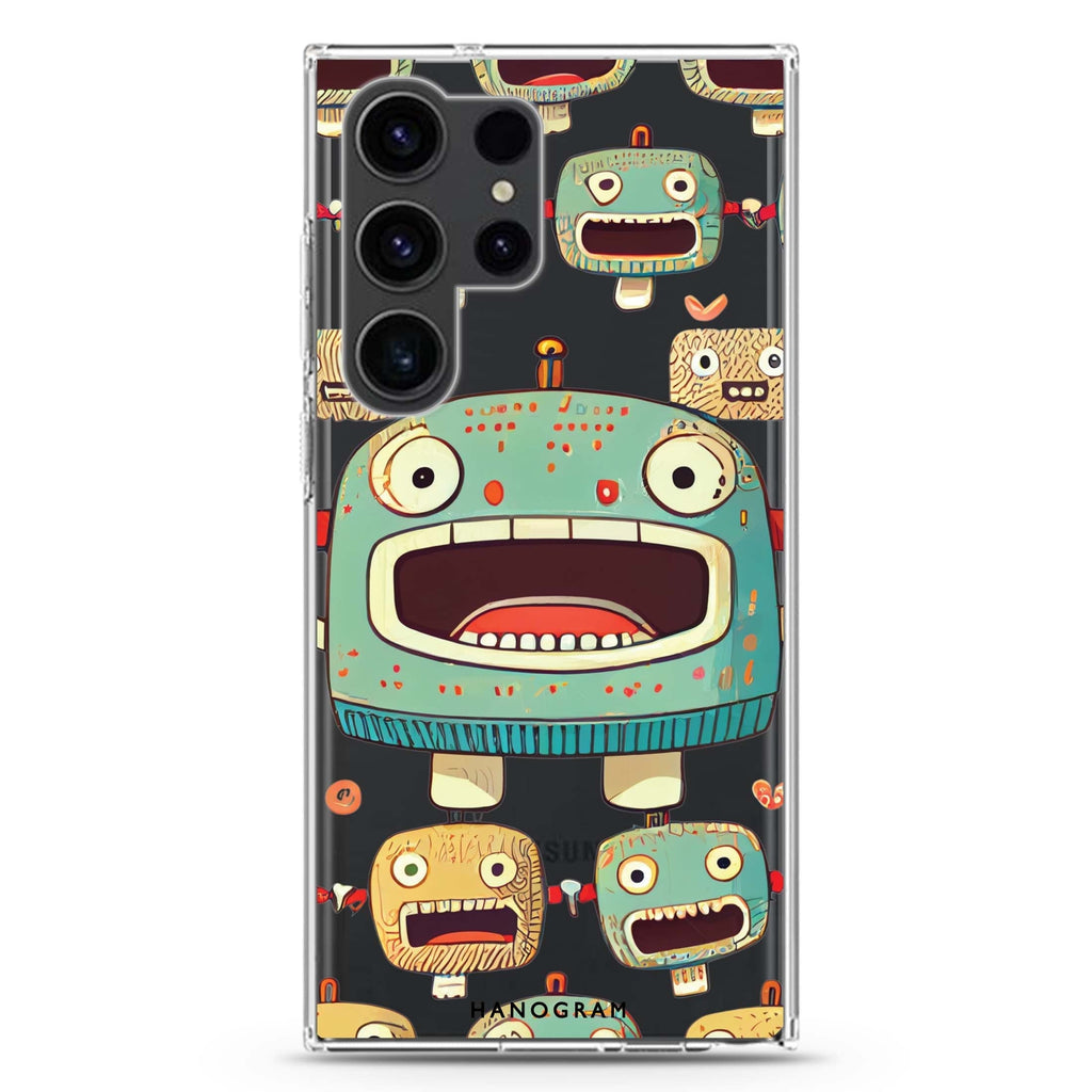 Cute robots Samsung Galaxy Ultra 透明保護殼，適用 S26/S25/S24/S23 Ultra，圖1