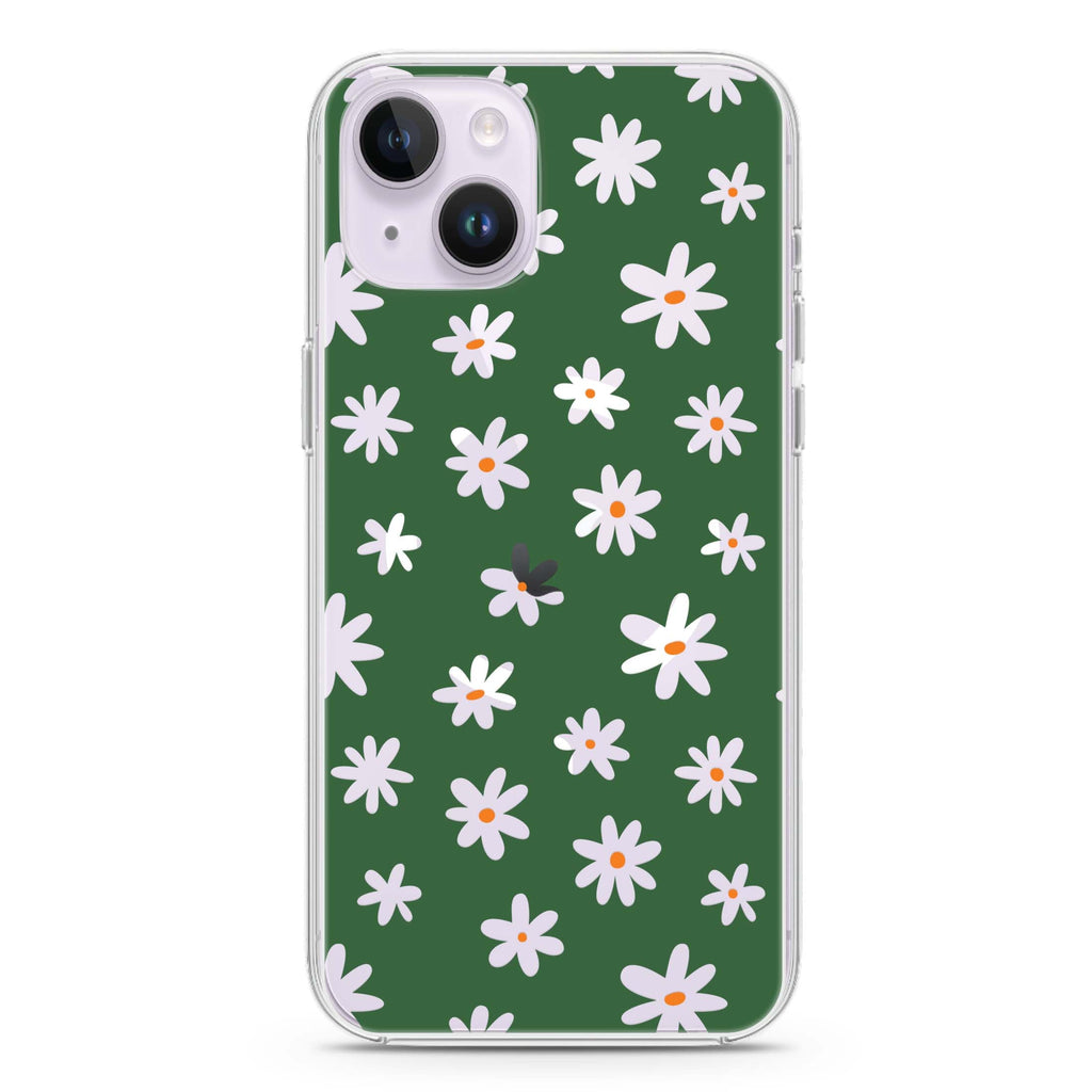 Flowers Pattern iPhone 14 Plus Magsafe 兼容水晶透明保護殼