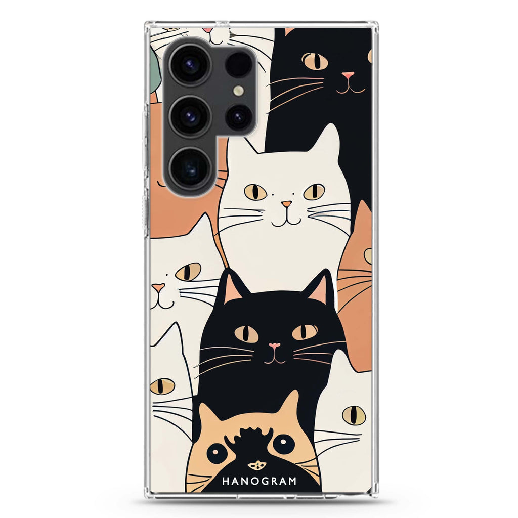 Look Cats Samsung Galaxy Ultra 透明保護殼，適用 S26/S25/S24/S23 Ultra，圖1
