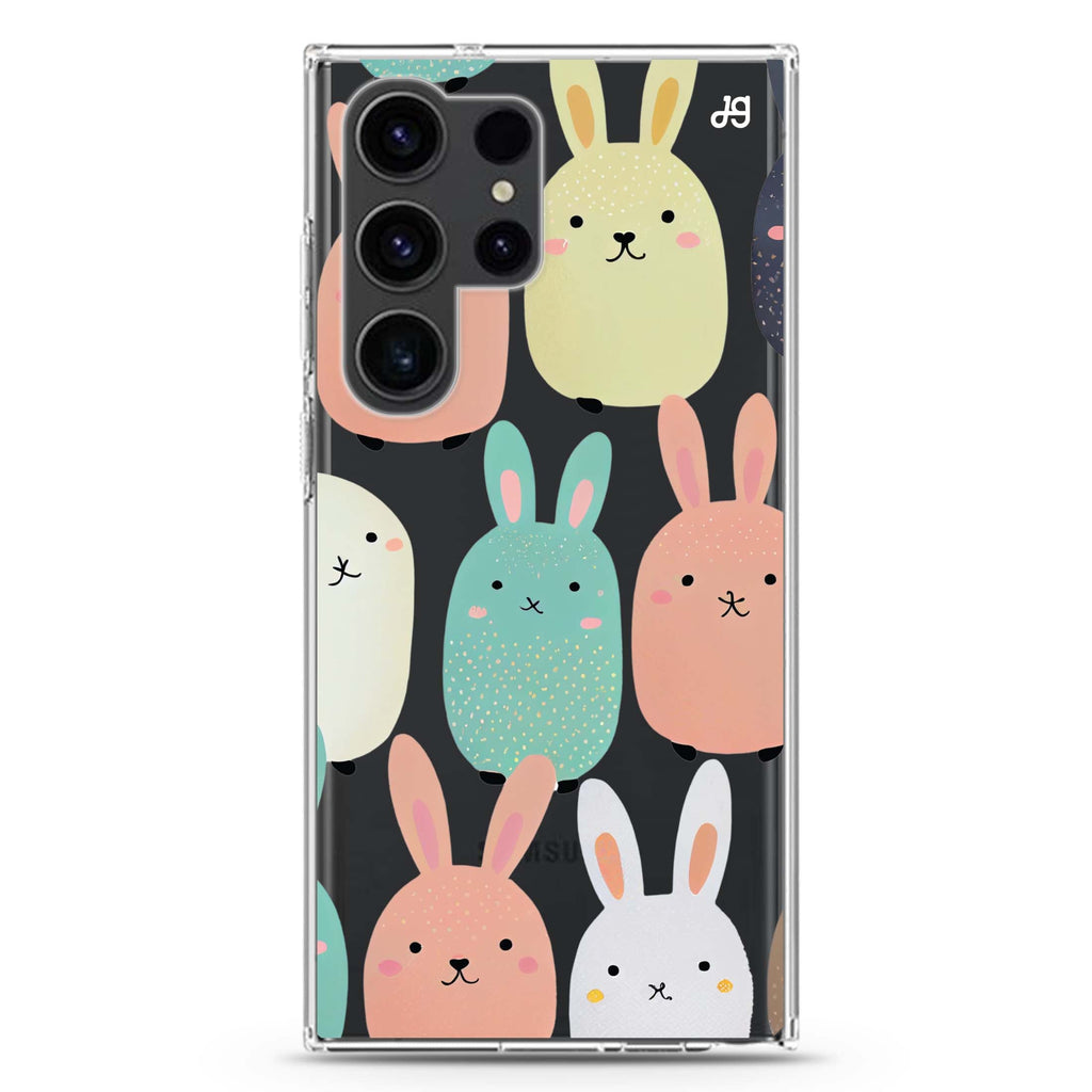 Cute Bunny Samsung Galaxy Ultra 透明保護殼，適用 S26/S25/S24/S23 Ultra，圖1