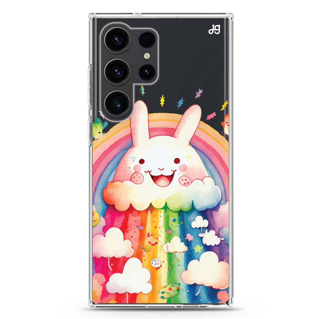 Rainbow Bunny Samsung Galaxy Ultra 透明保護殼，適用 S26/S25/S24/S23 Ultra，圖1