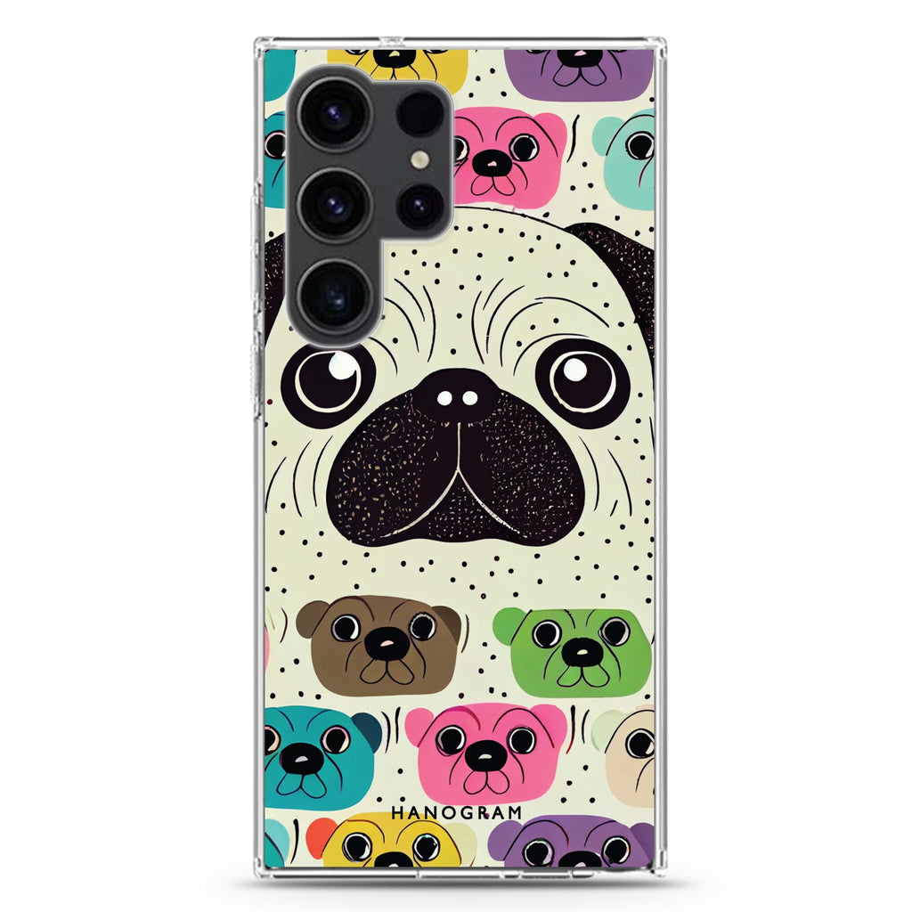 Pug Face Samsung Galaxy Ultra 透明保護殼，適用 S26/S25/S24/S23 Ultra，圖1