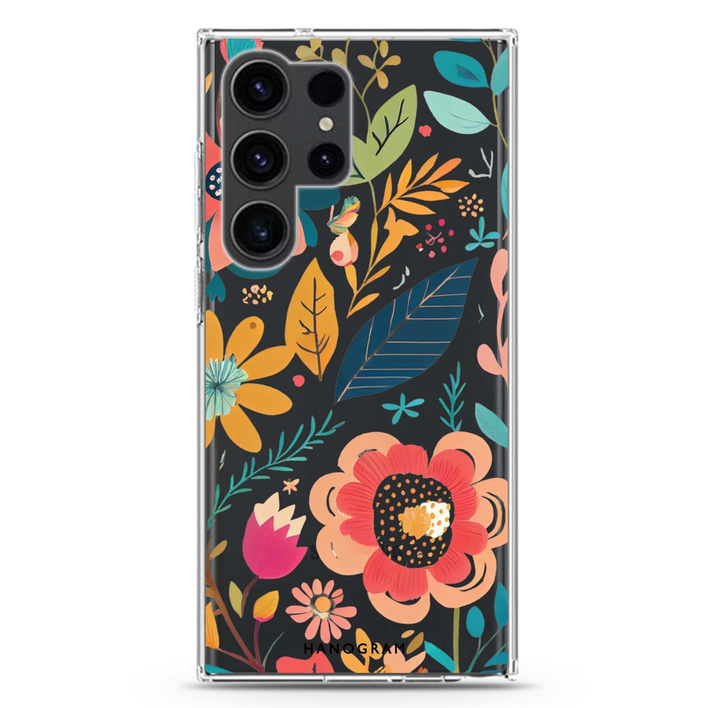 Pretty Florals Samsung Galaxy Ultra 透明保護殼，適用 S26/S25/S24/S23 Ultra，圖1