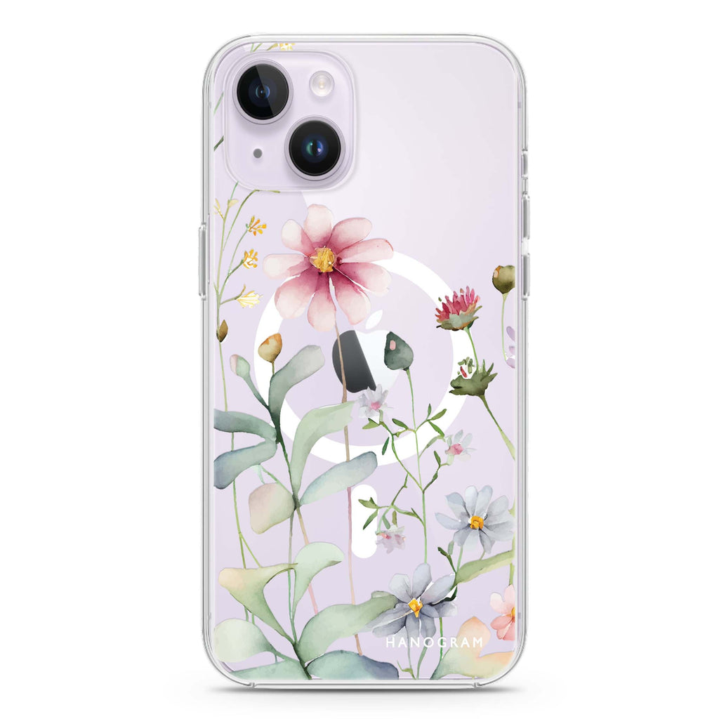 Floral iPhone 14 Magsafe 兼容水晶透明保護殼