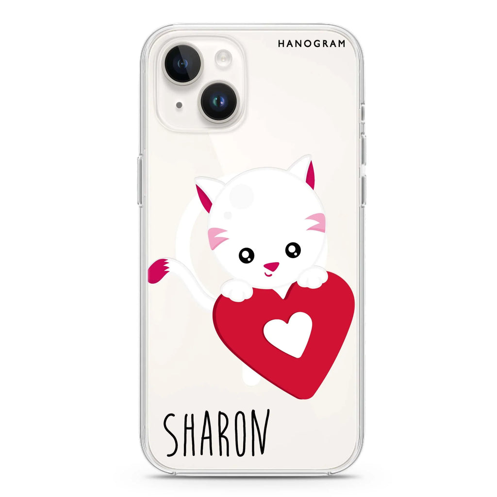 Lovely Cat iPhone 14 Magsafe 兼容水晶透明保護殼