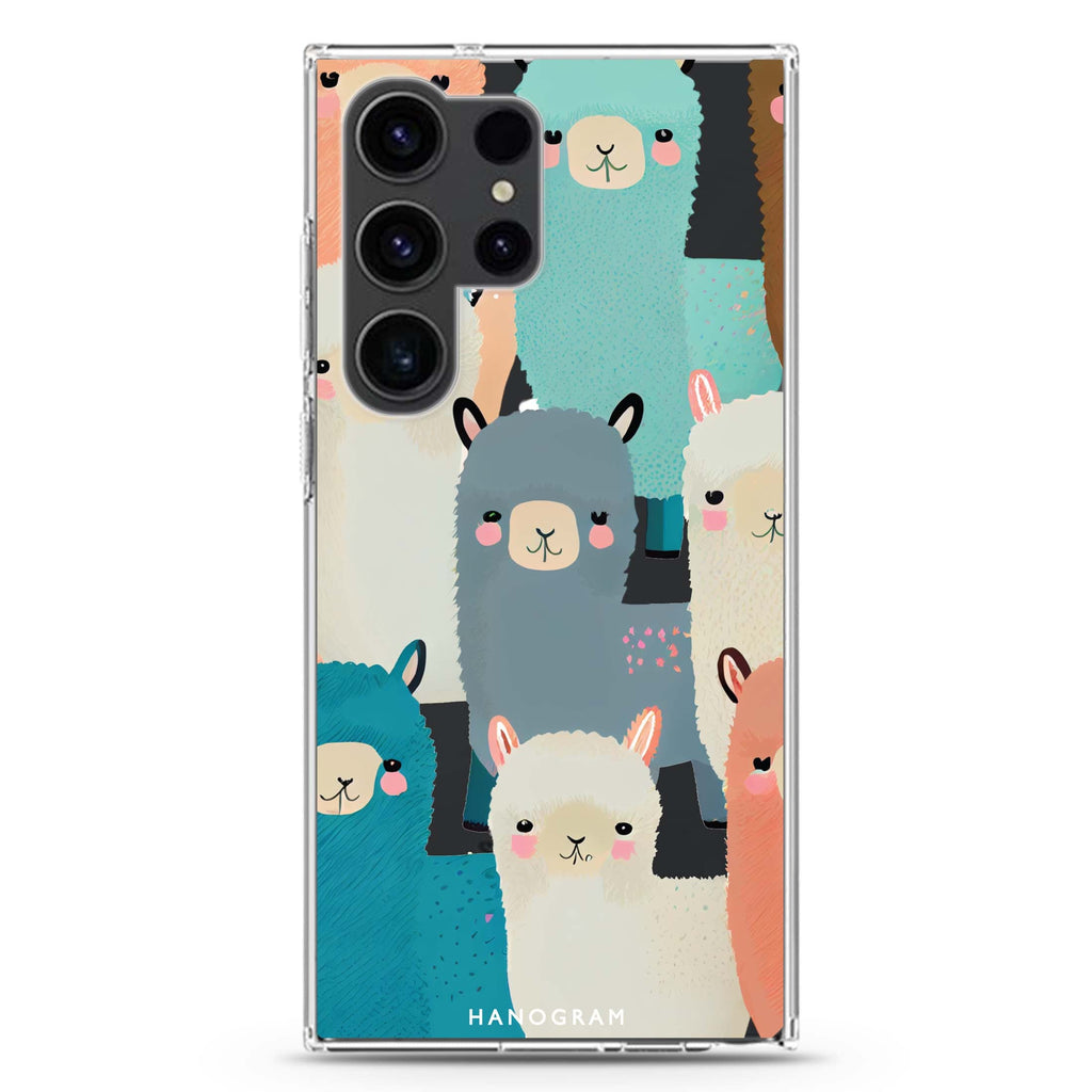 Cute Alpaca Samsung Galaxy Ultra 透明保護殼，適用 S26/S25/S24/S23 Ultra，圖1