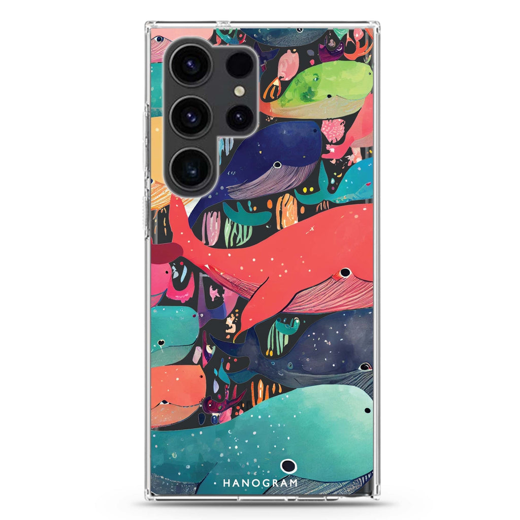 Whale Ocean Samsung Galaxy Ultra 透明保護殼，適用 S26/S25/S24/S23 Ultra，圖1