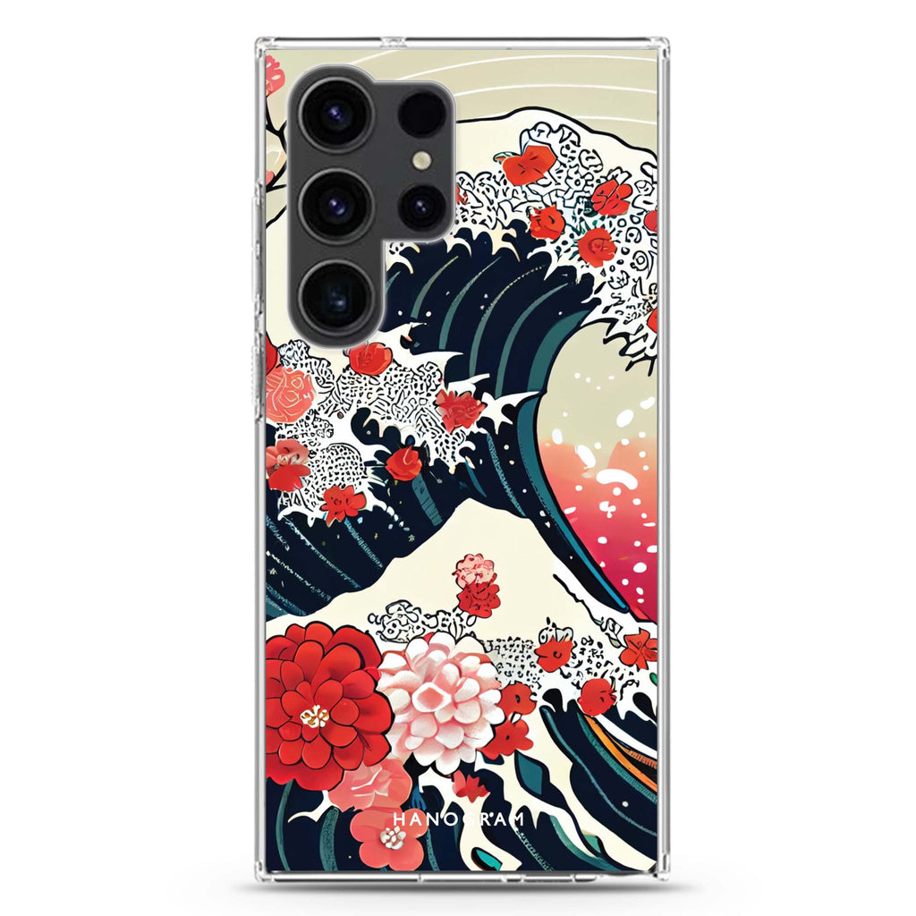 Waves & Flowers Samsung Galaxy Ultra 透明保護殼，適用 S26/S25/S24/S23 Ultra，圖1