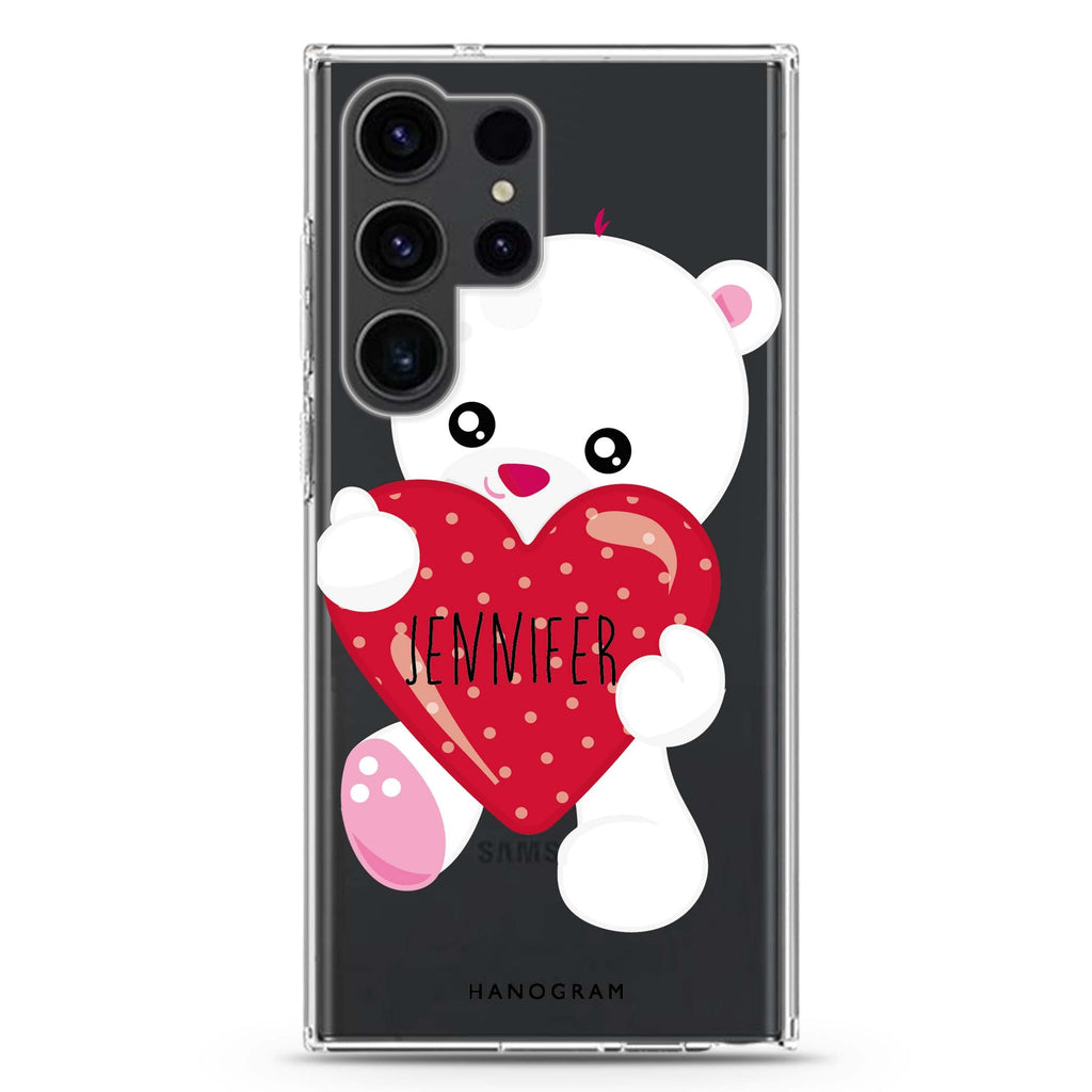 Lovely Bear Samsung Galaxy Ultra 可加名字透明保護殼，適用 S26/S25/S24/S23 Ultra，圖1