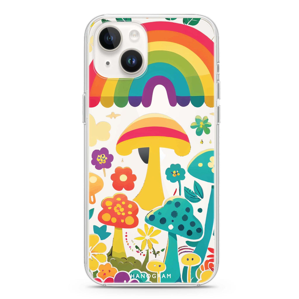 Rainbow Mushroom Garden iPhone 14 水晶透明保護殼