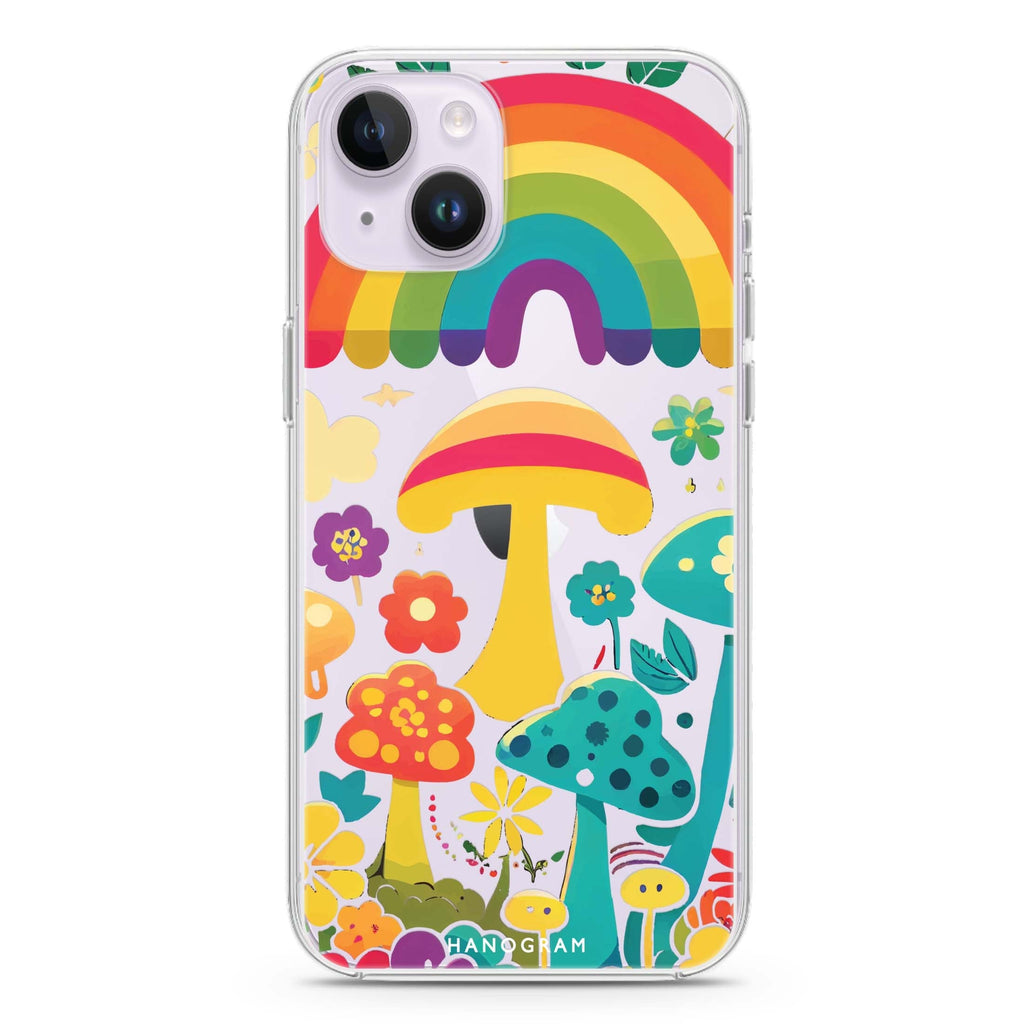 Rainbow Mushroom Garden iPhone 14 plus 水晶透明保護殼
