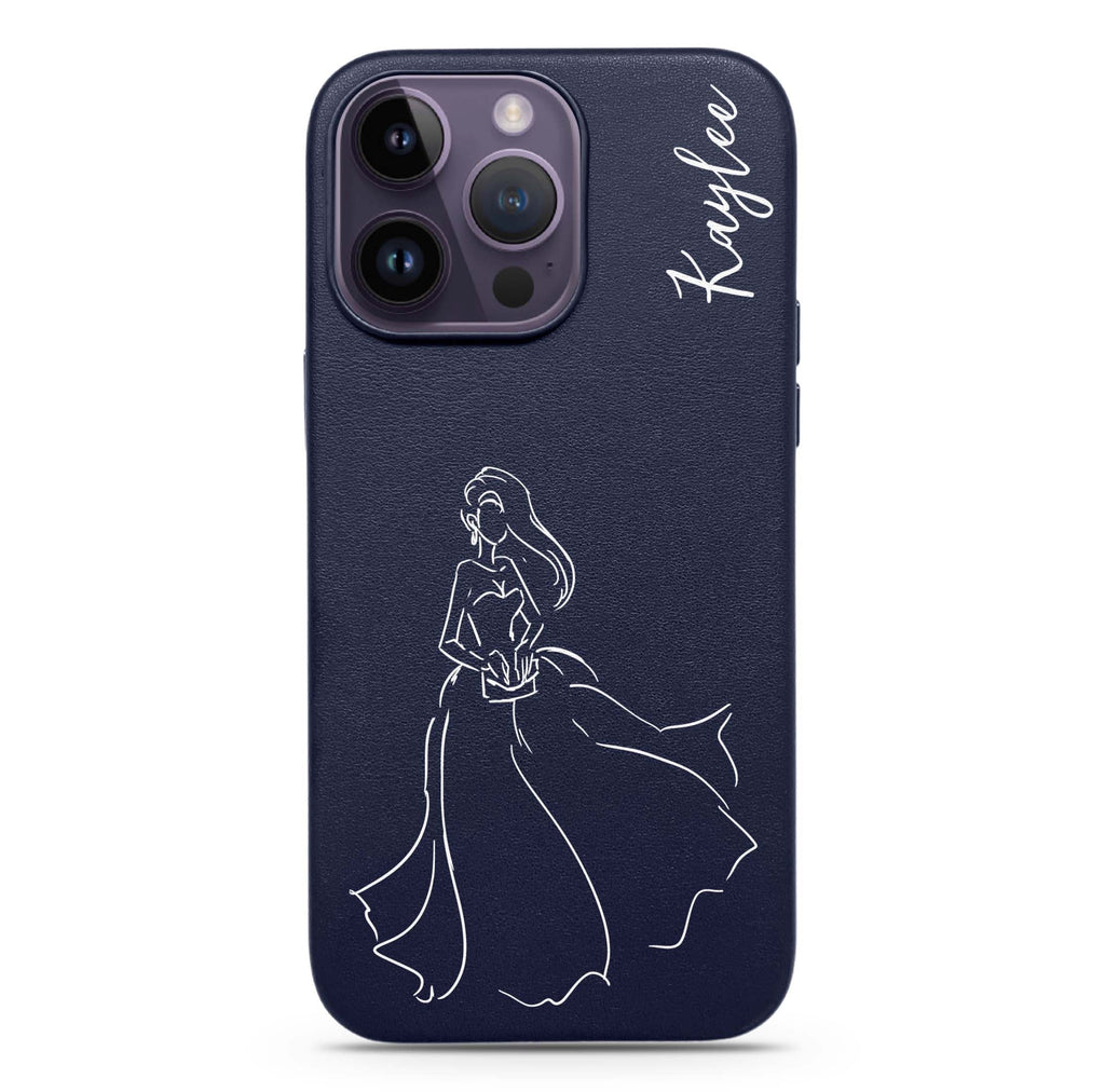 Hand drawn beautiful girl Magsafe 兼容皮革保護殼