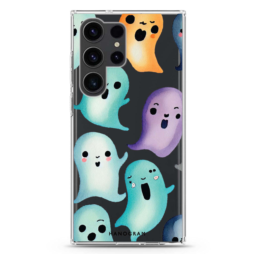 Cute Ghost Samsung Galaxy Ultra 透明保護殼，適用 S26/S25/S24/S23 Ultra，圖1