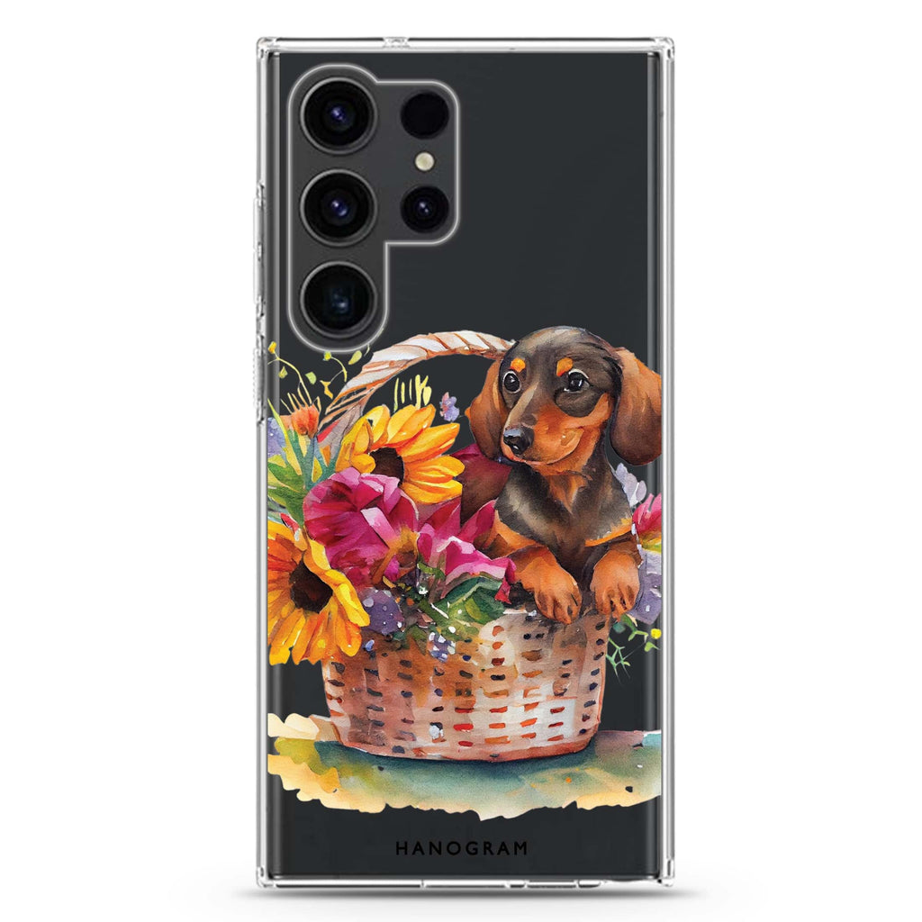 Floral & Dog Samsung Galaxy Ultra 透明保護殼，適用 S26/S25/S24/S23 Ultra，圖1