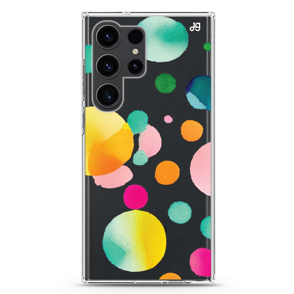 Abstract Polka Dot Samsung Galaxy Ultra 透明保護殼，適用 S26/S25/S24/S23 Ultra，圖1