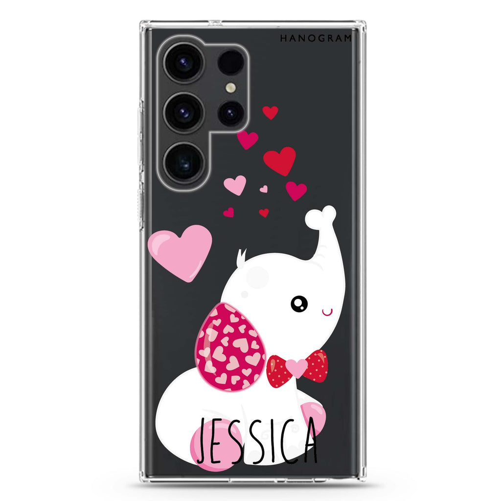 Lovely Elephant Samsung Galaxy Ultra 可加名字透明保護殼，適用 S26/S25/S24/S23 Ultra，圖1