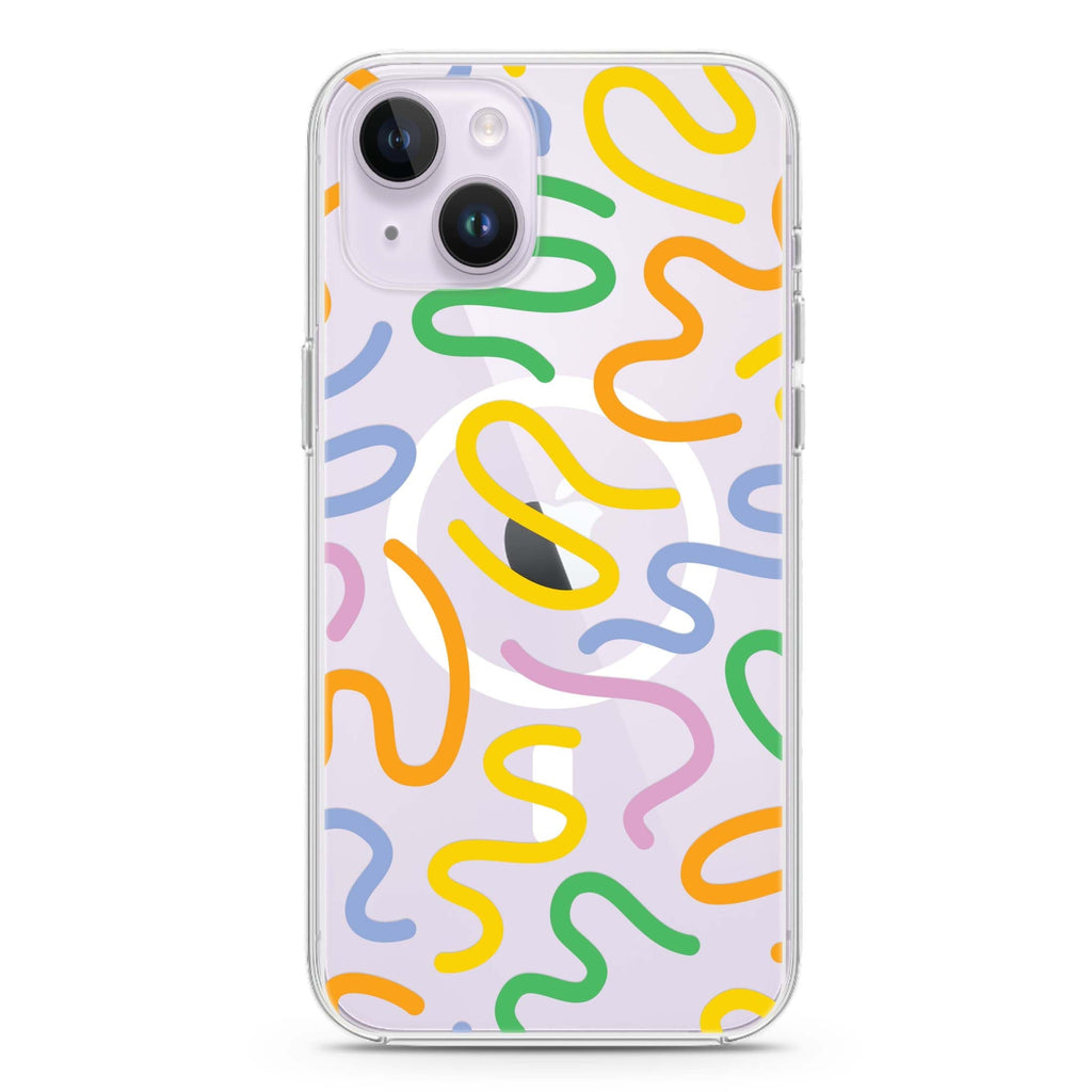 Abstract Doodles iPhone 14 Plus Magsafe 兼容水晶透明保護殼