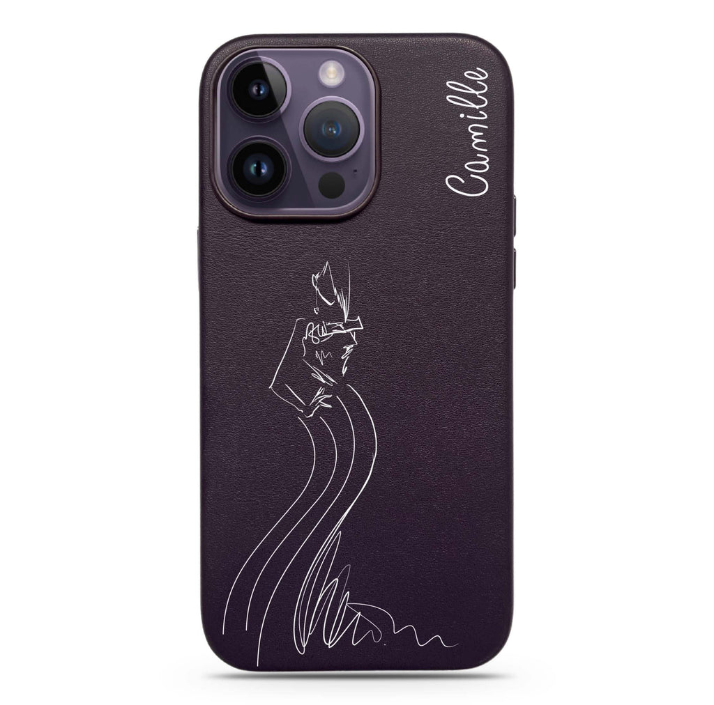 Hand drawn pretty girl Magsafe 兼容皮革保護殼