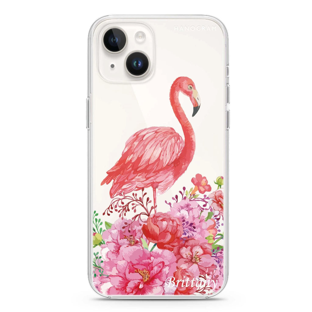 Flamingo & Flower iPhone 14 plus 水晶透明保護殼