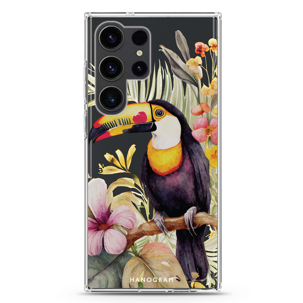 Tropical bird Samsung Galaxy Ultra 透明保護殼，適用 S26/S25/S24/S23 Ultra，圖1