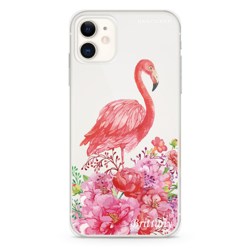 Flamingo & Flower iPhone 11 水晶透明保護殼