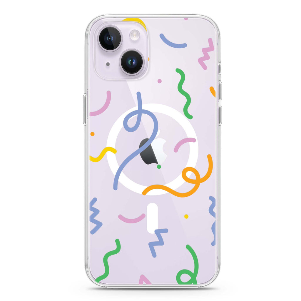 Abstract Doodles iPhone 14 Plus Magsafe 兼容水晶透明保護殼