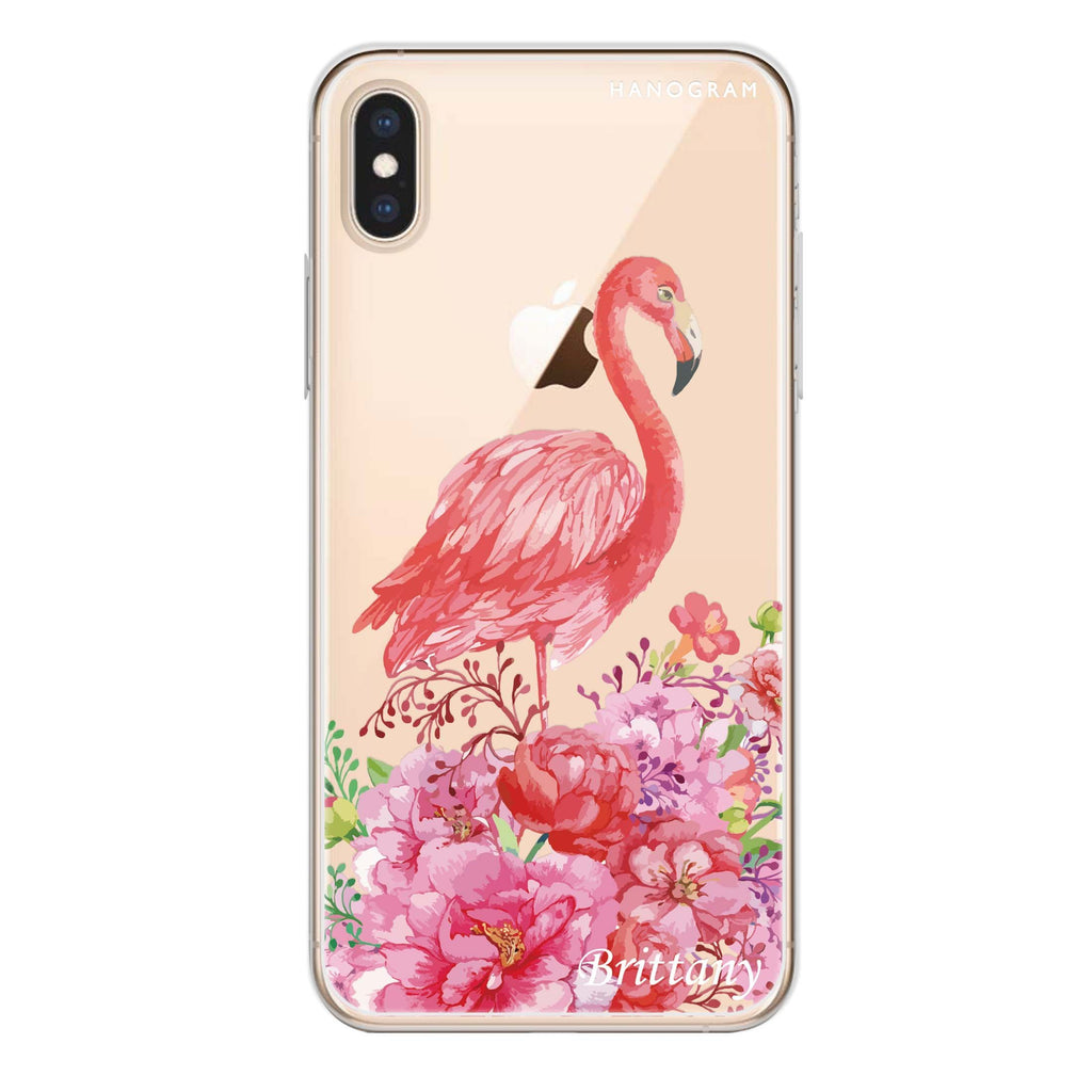 Flamingo & Flower iPhone XS 水晶透明保護殼