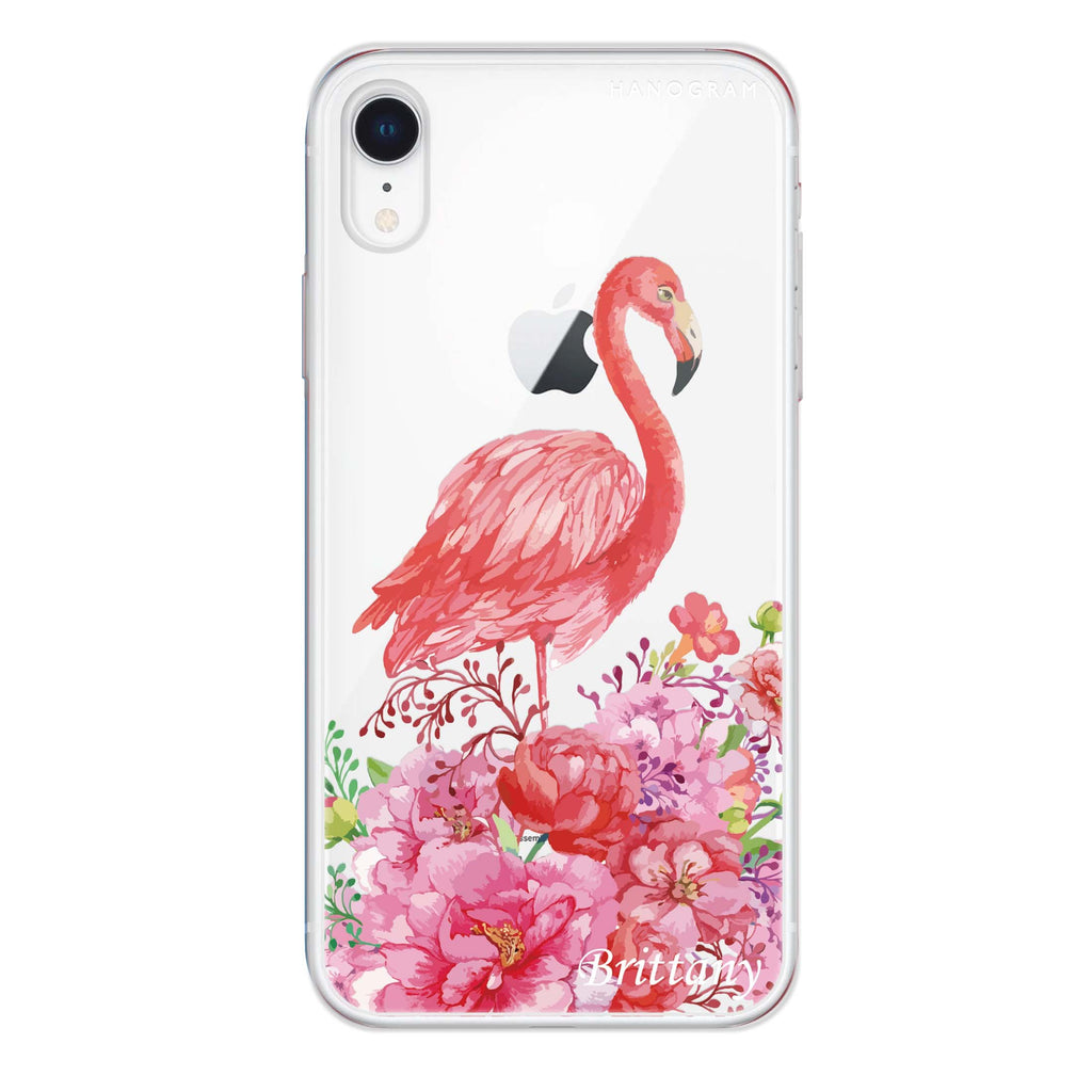 Flamingo & Flower iPhone XR 水晶透明保護殼