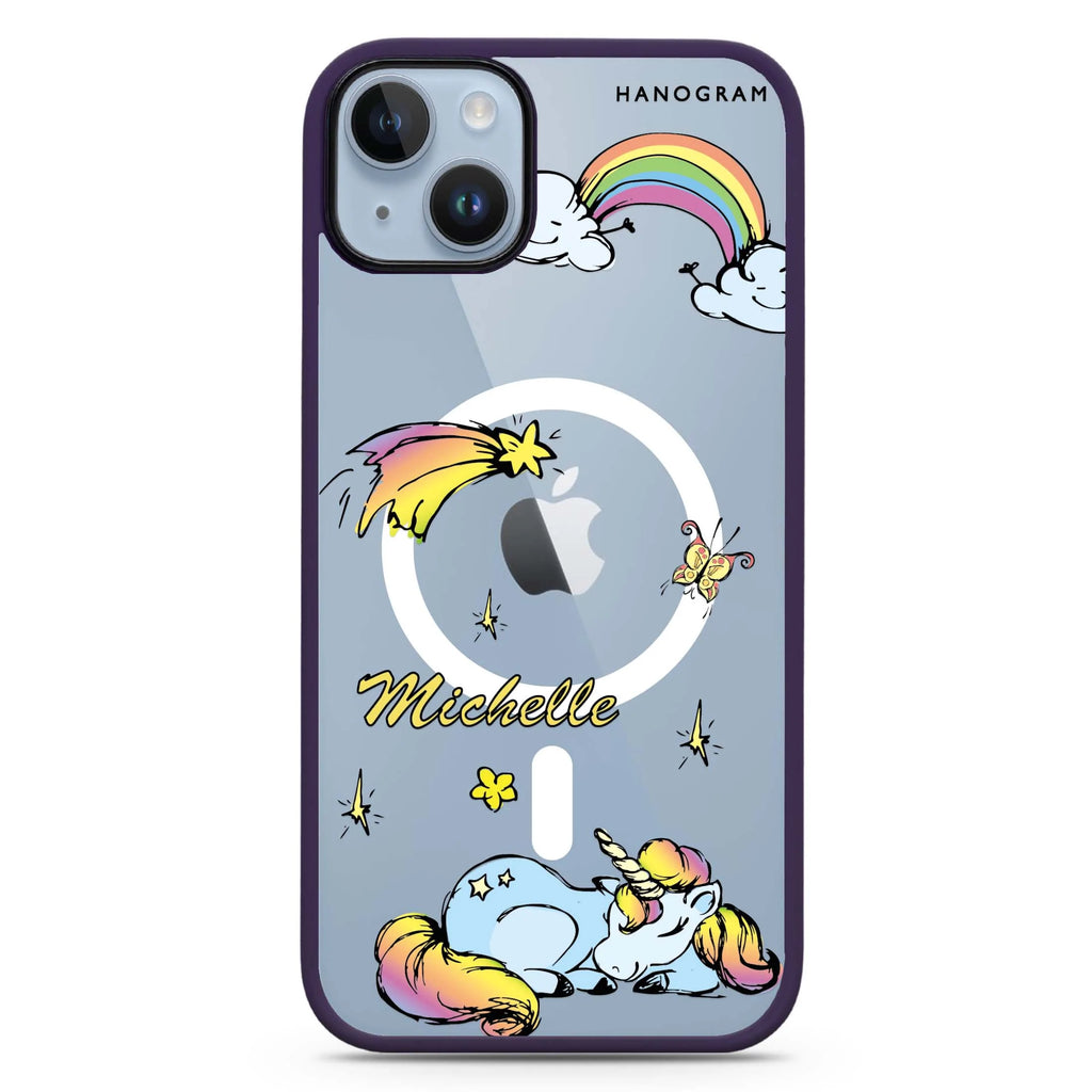 Rainbow Unicorn iPhone 14 Plus Magsafe 兼容防衝擊保護殼