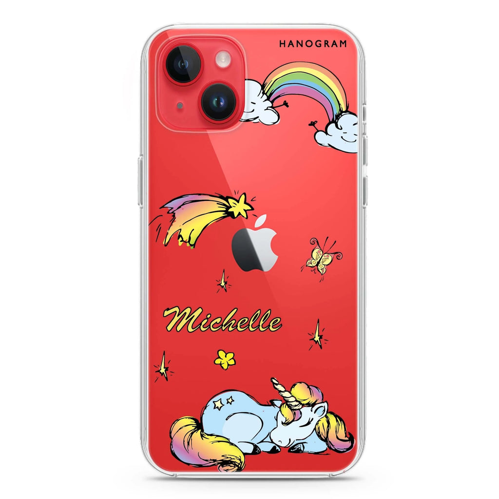 Rainbow Unicorn iPhone 14 plus 水晶透明保護殼